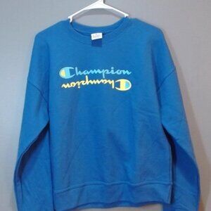 Champion Blue Crewneck Sweatshirt Unisex‎ Small Pullover Logo